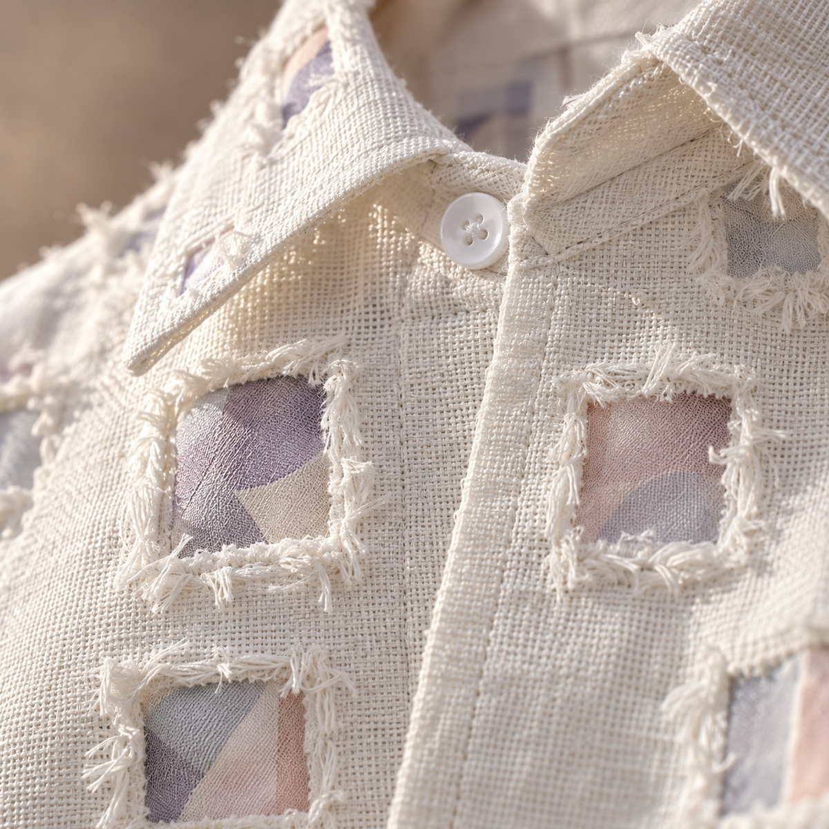 Chemise en Denim Effiloché Mosaïque Lipari