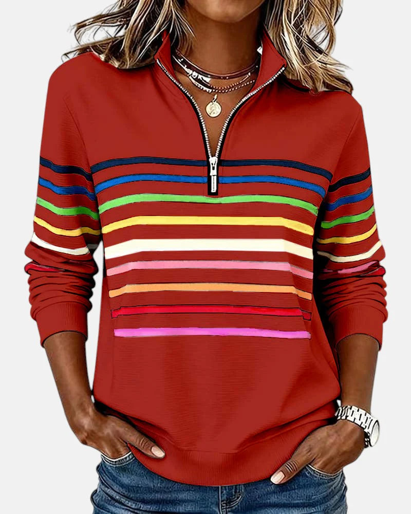 Ovwiss™ | Top Maggie — Rayures Colorées Femme