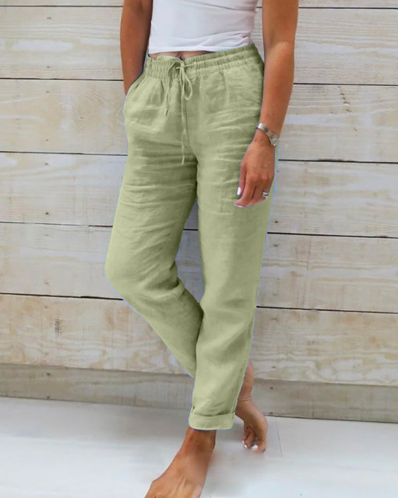 OVWISS | PANTALON DÉCONTRACTÉ À JAMBE DROITE POUR FEMMES