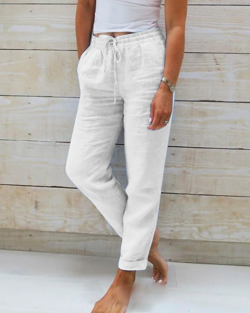 OVWISS | PANTALON DÉCONTRACTÉ À JAMBE DROITE POUR FEMMES