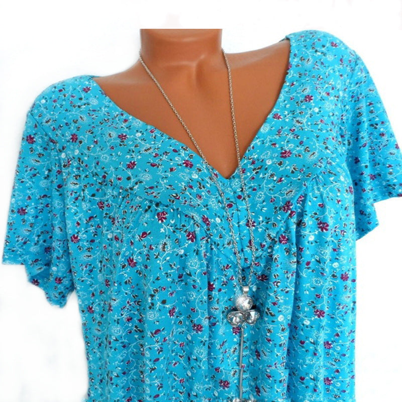 Ovwiss | T-shirt Élégance Florale Col V