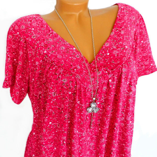 Ovwiss | T-shirt Élégance Florale Col V