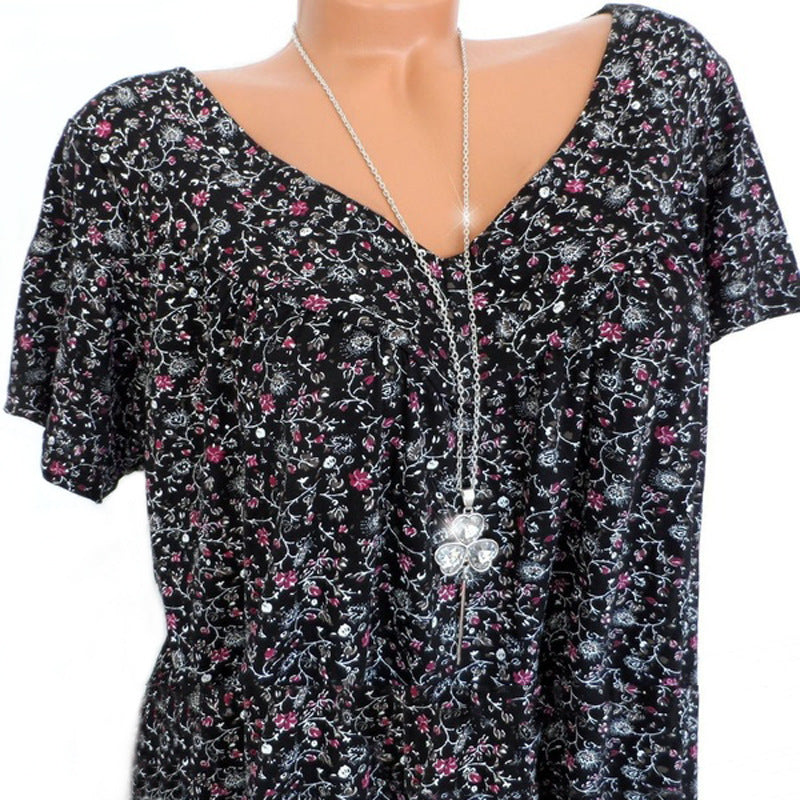 Ovwiss | T-shirt Élégance Florale Col V