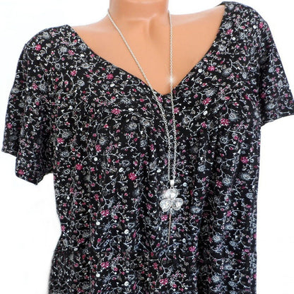 Ovwiss | T-shirt Élégance Florale Col V