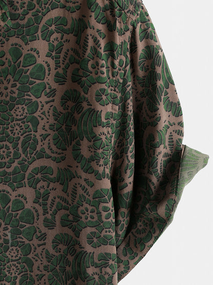 Chemise Homme Manches Courtes Rayon Léger Respirant Style Vintage Hawaï Vacances
