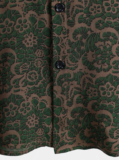 Chemise Homme Manches Courtes Rayon Léger Respirant Style Vintage Hawaï Vacances