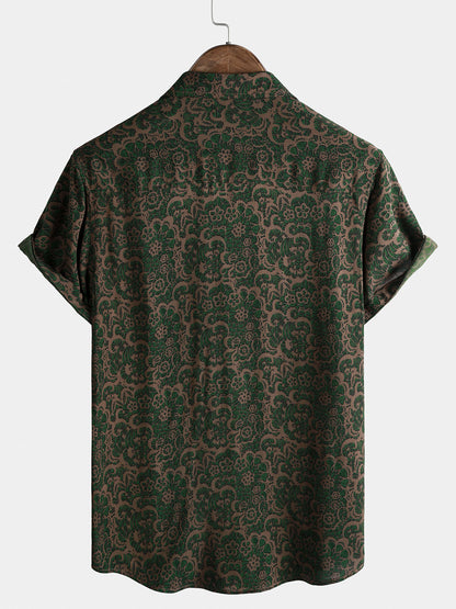 Chemise Homme Manches Courtes Rayon Léger Respirant Style Vintage Hawaï Vacances