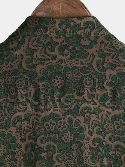 Chemise Homme Manches Courtes Rayon Léger Respirant Style Vintage Hawaï Vacances