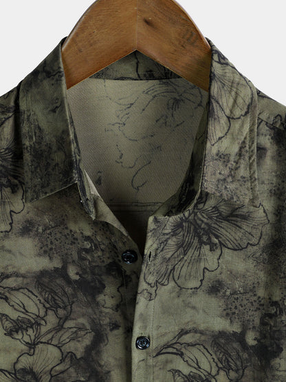 Chemise Homme Manches Courtes Rayon Léger Respirant Style Vintage Vacances
