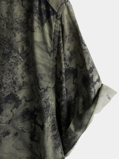Chemise Homme Manches Courtes Rayon Léger Respirant Style Vintage Vacances