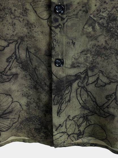 Chemise Homme Manches Courtes Rayon Léger Respirant Style Vintage Vacances