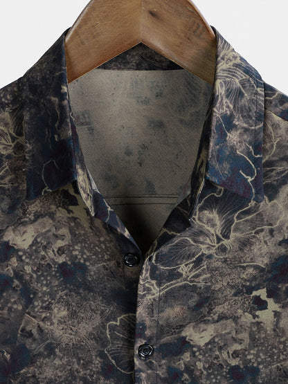 Chemise Homme Manches Courtes Rayon Léger Respirant Style Vintage Vacances Loisirs