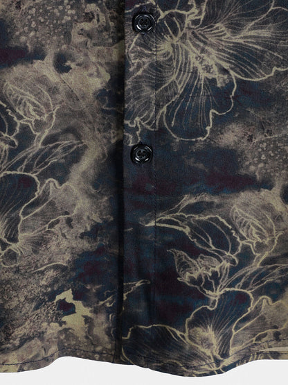 Chemise Homme Manches Courtes Rayon Léger Respirant Style Vintage Vacances Loisirs