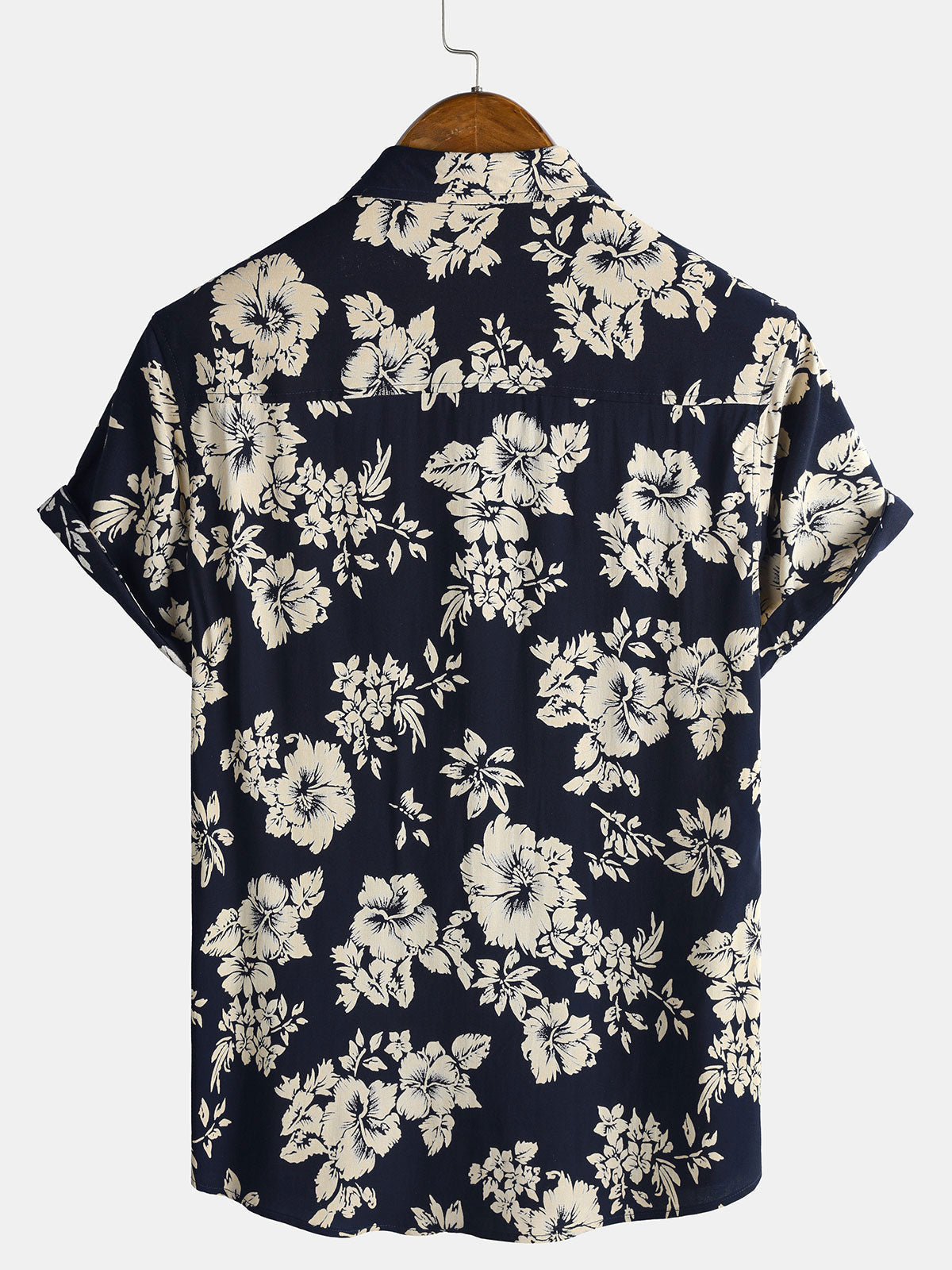 Chemise homme manches courtes imprimé floral tropical marine en rayon