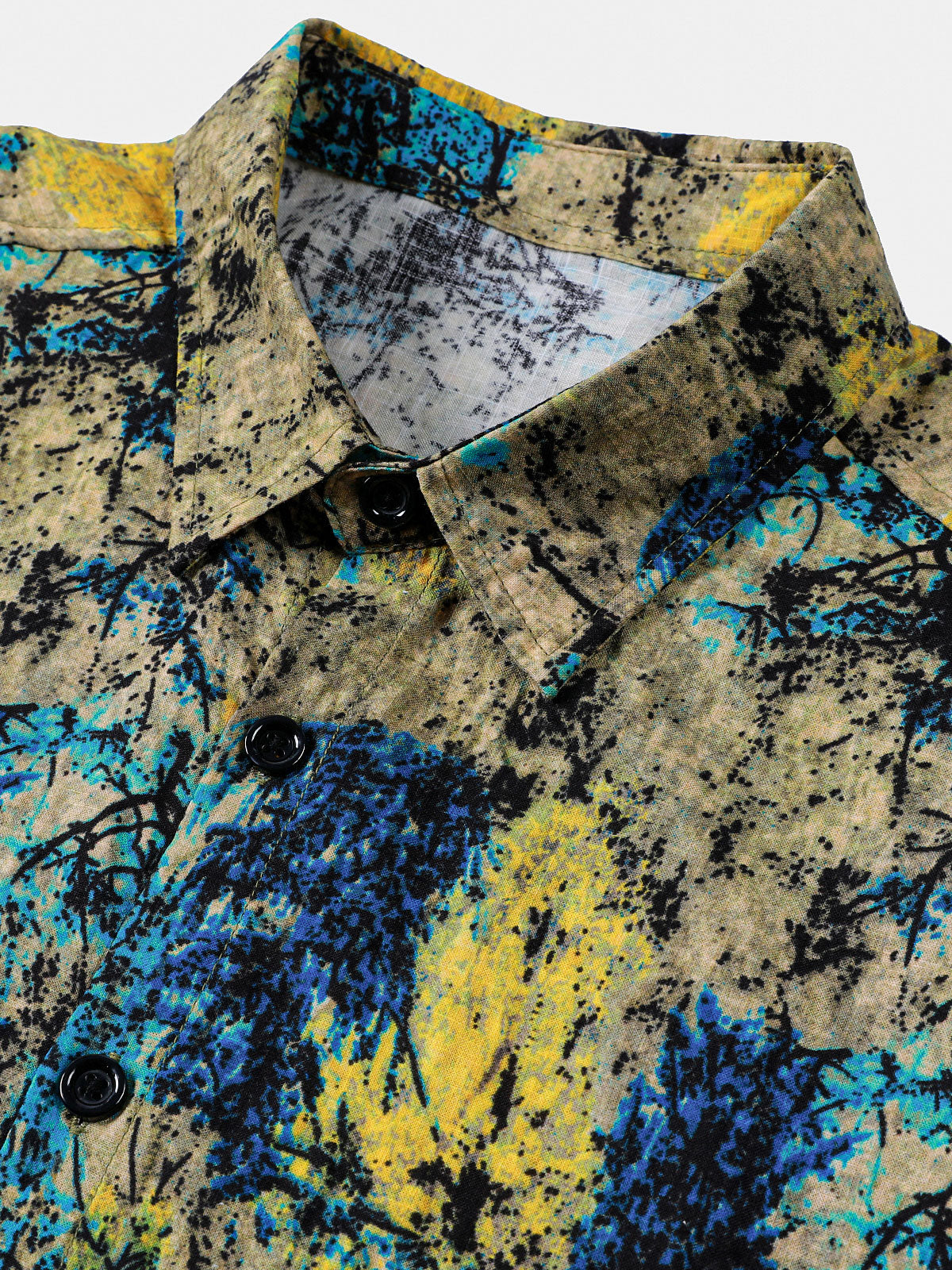 Chemise homme manches courtes imprimé abstrait vintage style bohème