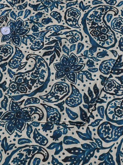 Chemise Homme Imprimé Floral Paisley Style Bohème Casual Manches Courtes