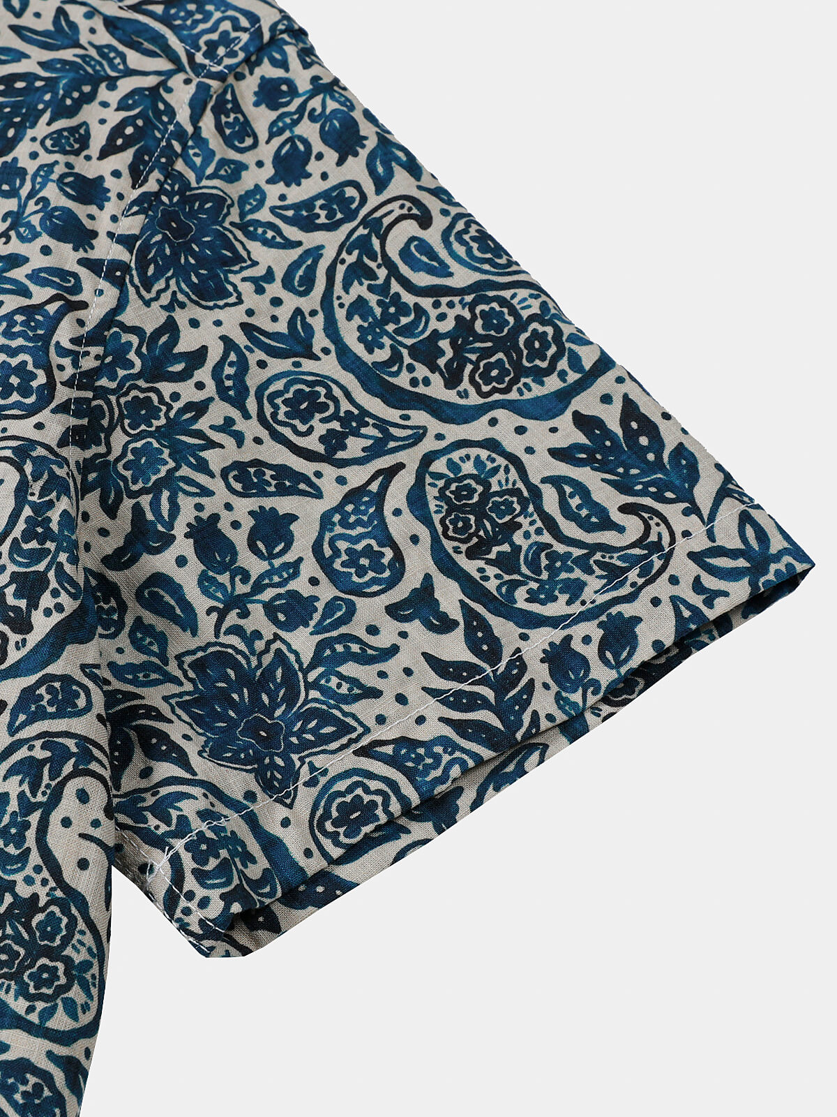 Chemise Homme Imprimé Floral Paisley Style Bohème Casual Manches Courtes