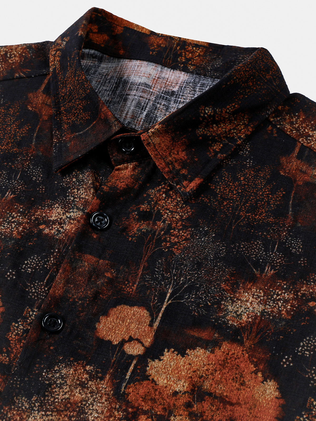 Chemise homme manches courtes imprimé paysage botanique style rétro
