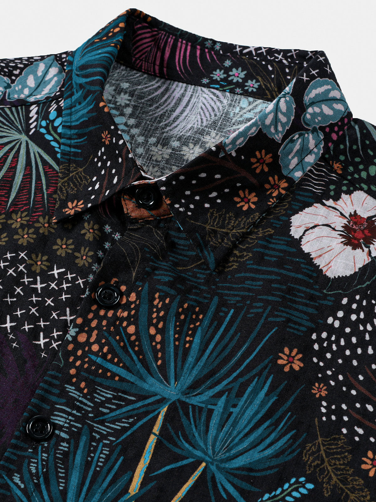 Chemise homme manches courtes imprimé floral tropical hawaïen