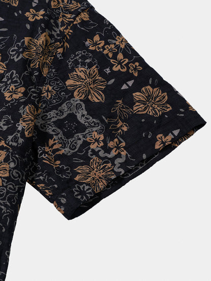 Chemise Homme Imprimé Floral Vintage Style Bohème Manches Courtes Plage