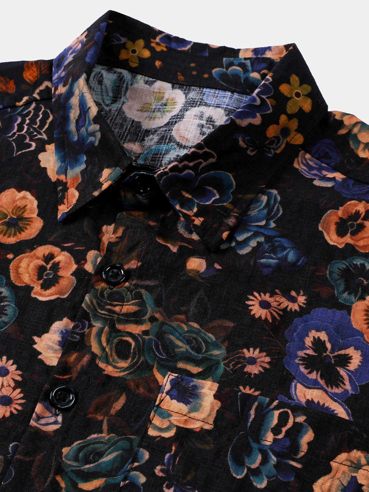 Chemise homme manches courtes imprimé floral vintage style bohème