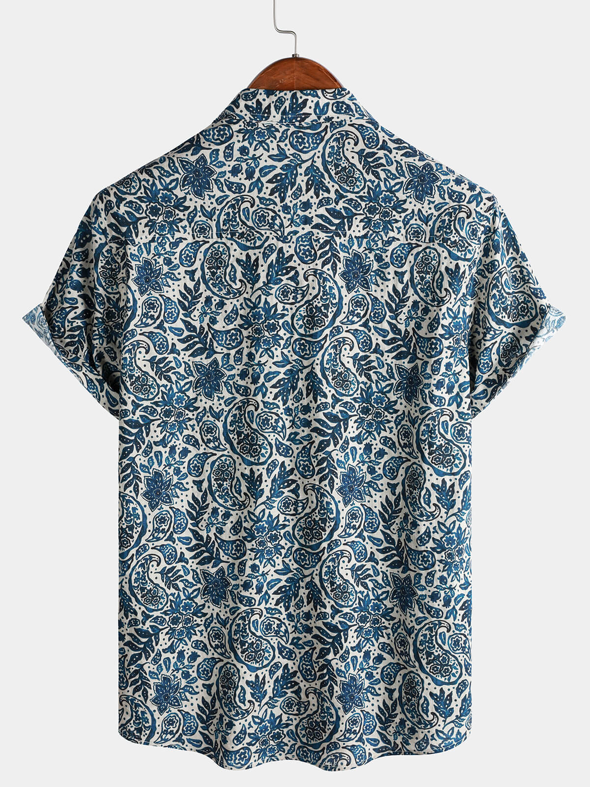 Chemise Homme Imprimé Floral Paisley Style Bohème Casual Manches Courtes