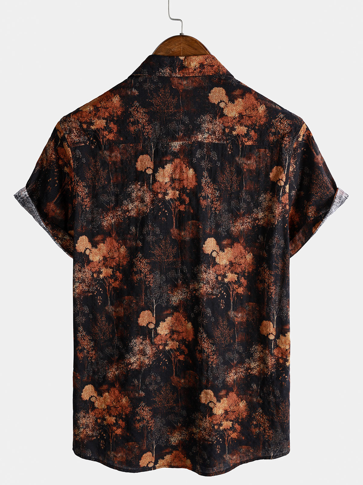 Chemise homme manches courtes imprimé paysage botanique style rétro
