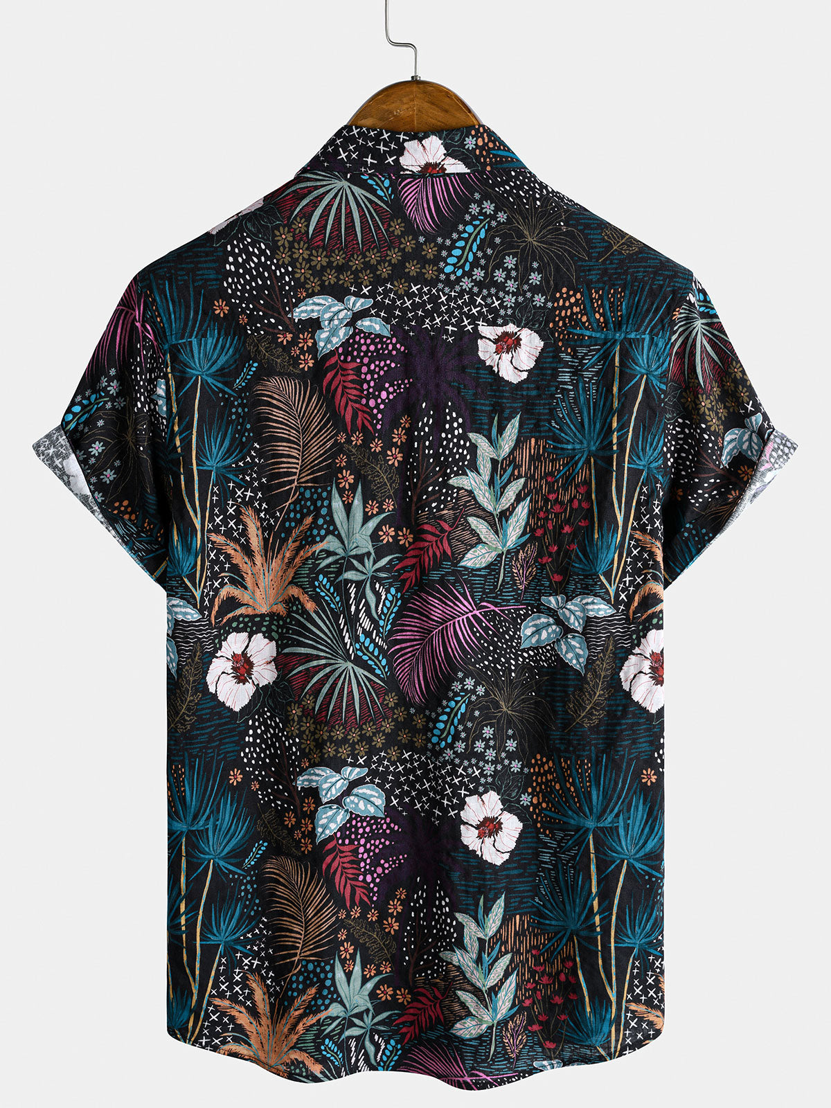 Chemise homme manches courtes imprimé floral tropical hawaïen