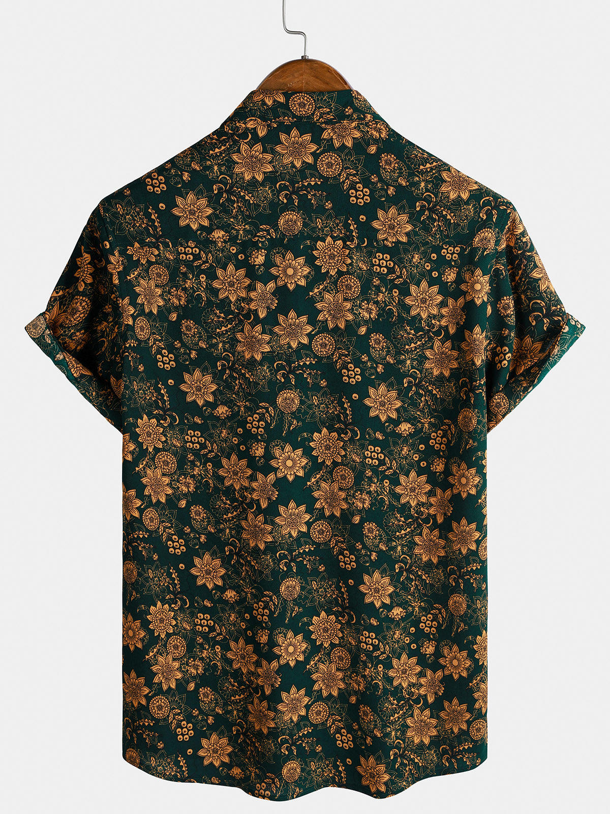 Chemise Homme Imprimé Floral Vintage Style Bohème Casual Manches Courtes