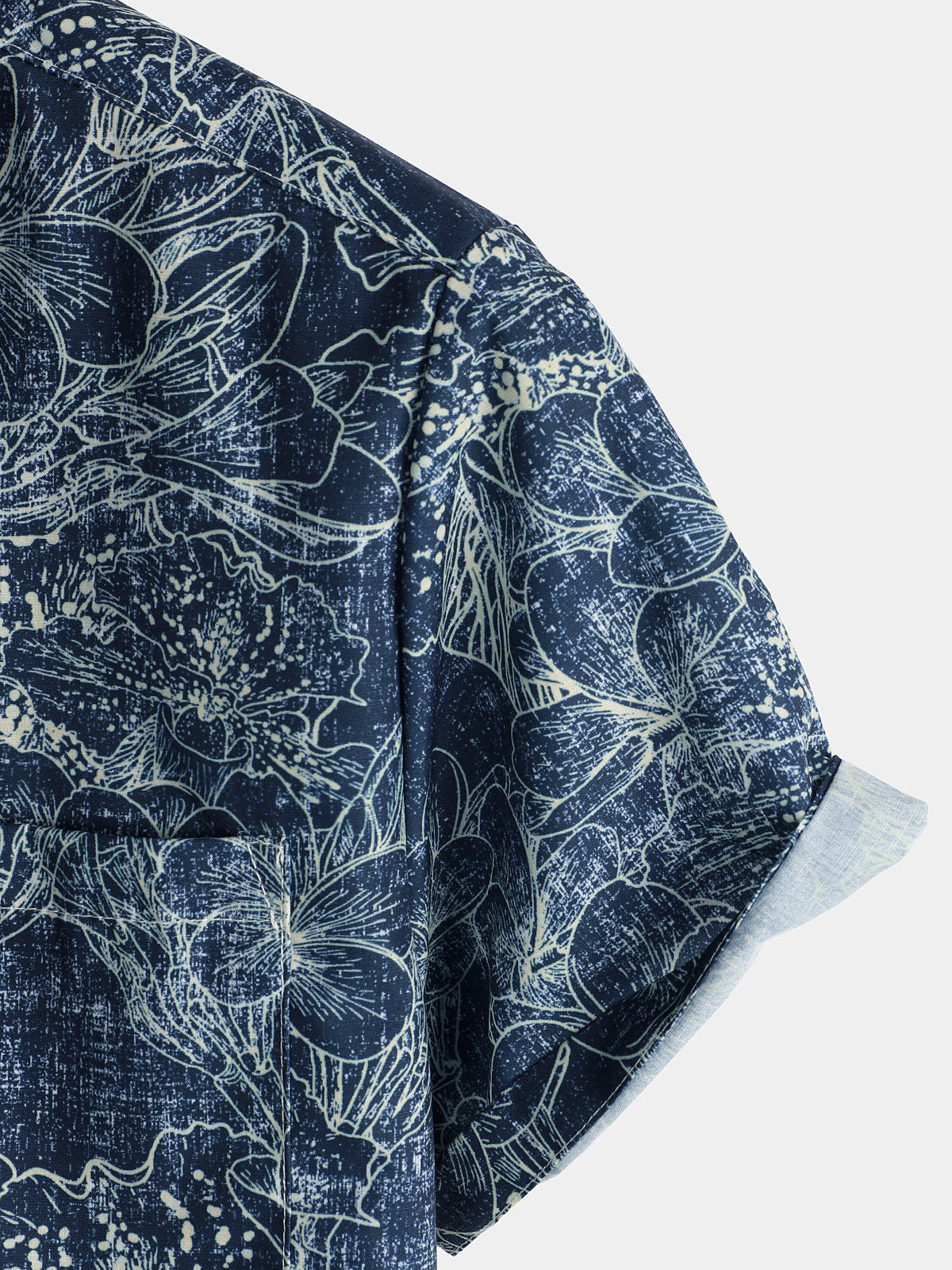 Chemise Bleu Marine À Manches Courtes De Vacances À Imprimé Floral Rétro Pour Hommes
