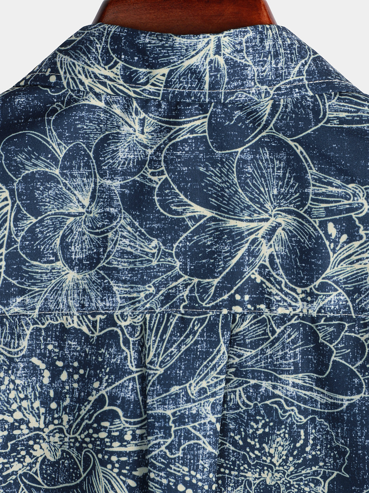 Chemise Bleu Marine À Manches Courtes De Vacances À Imprimé Floral Rétro Pour Hommes