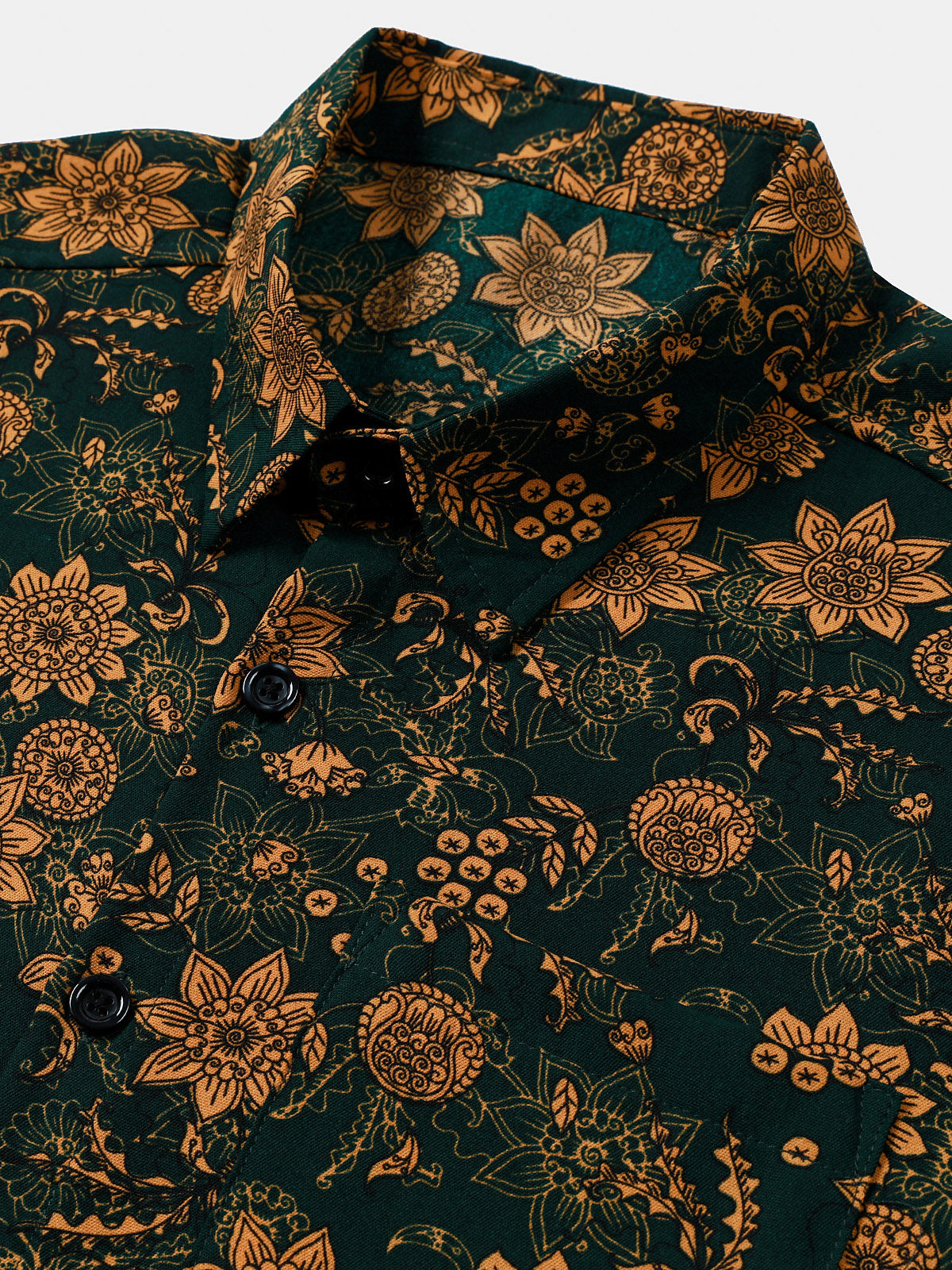 Chemise Homme Imprimé Floral Vintage Style Bohème Casual Manches Courtes