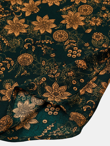 Chemise Homme Imprimé Floral Vintage Style Bohème Casual Manches Courtes