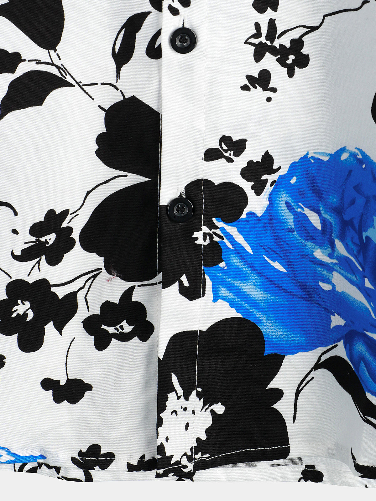 Chemise à manches courtes en coton à fleurs bleues décontractée à imprimé floral pour hommes