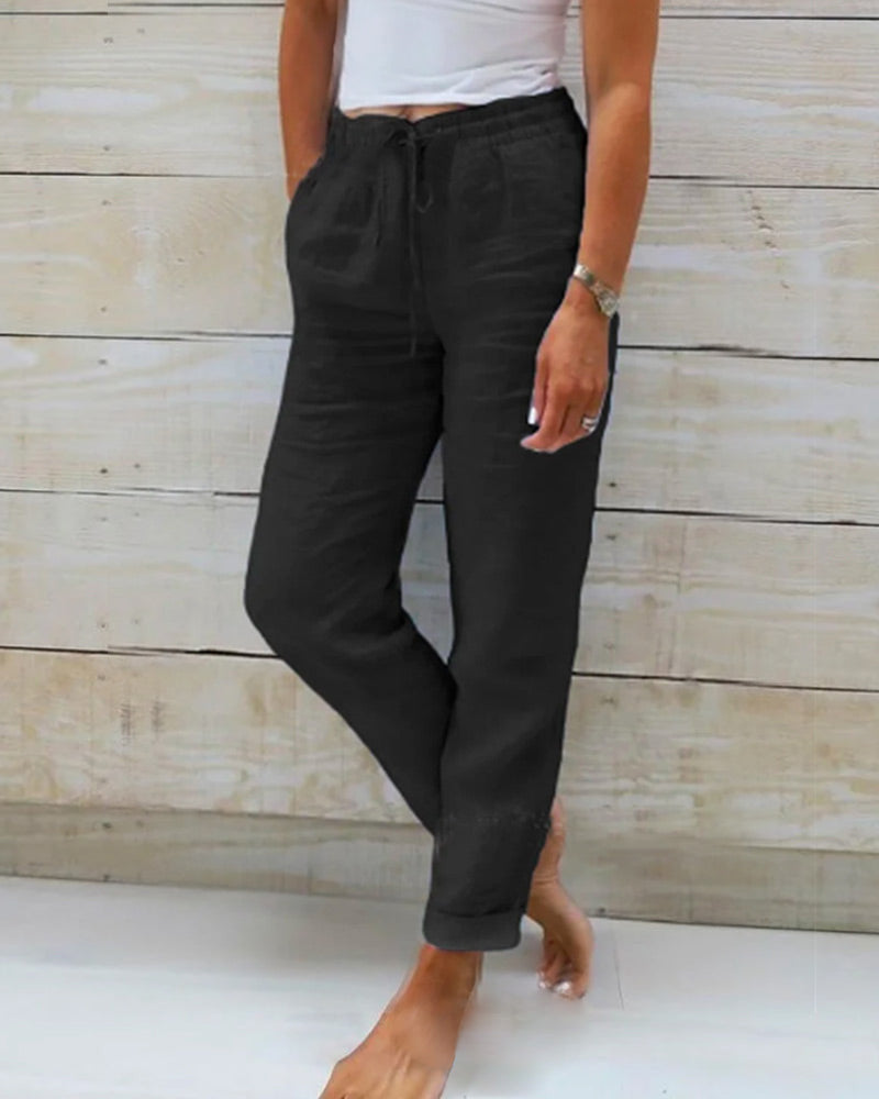 OVWISS | PANTALON DÉCONTRACTÉ À JAMBE DROITE POUR FEMMES
