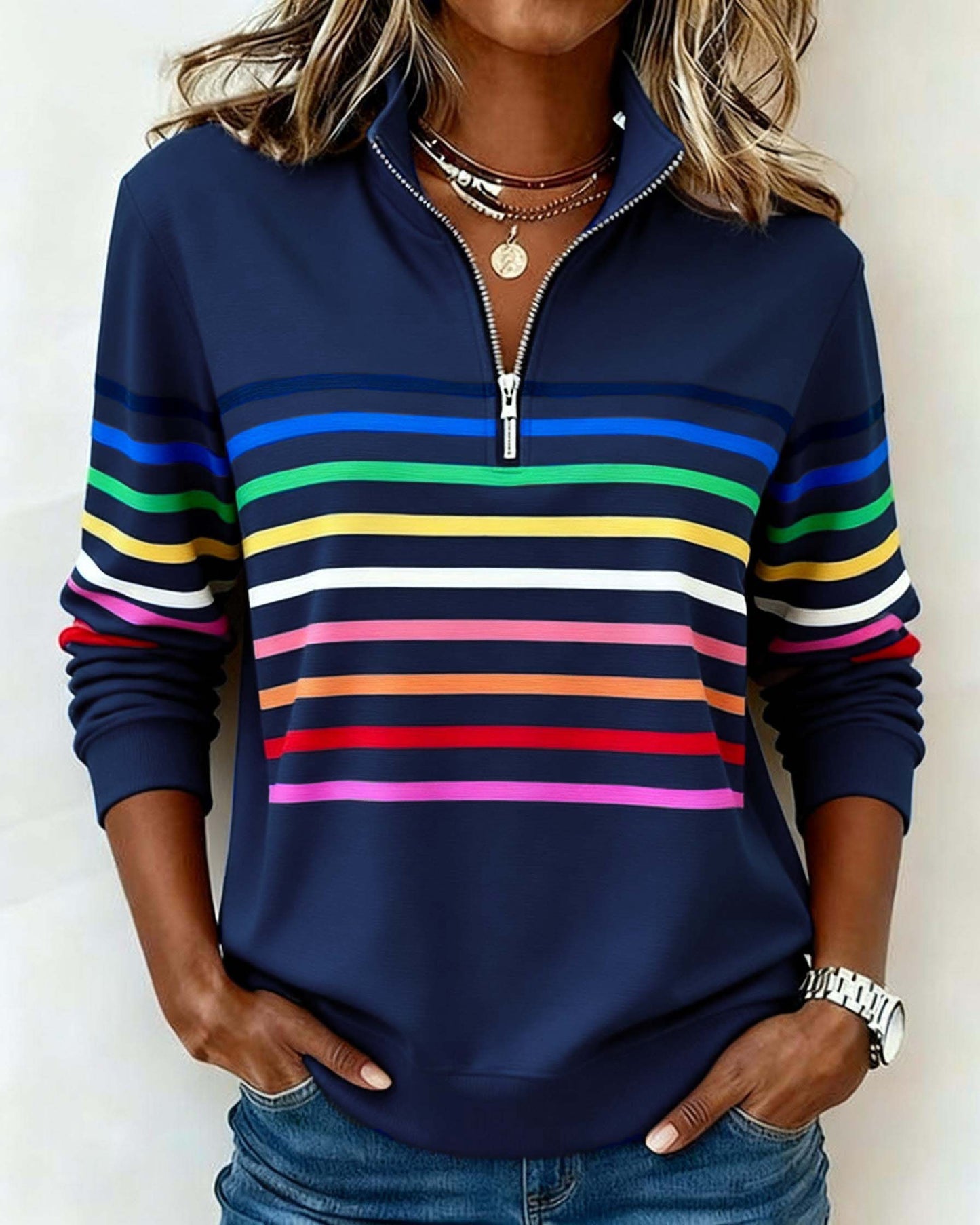 Ovwiss™ | Top Maggie — Rayures Colorées Femme