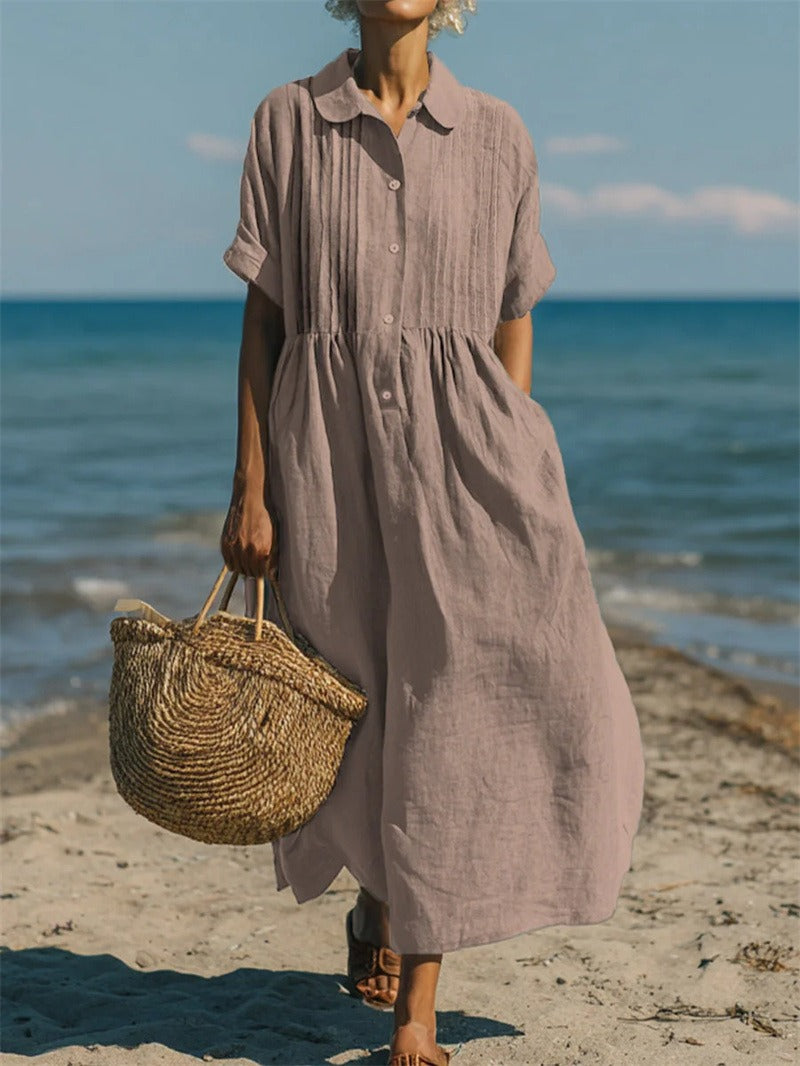 Ovwiss| Robe Chemise Fluide en Coton Élégant