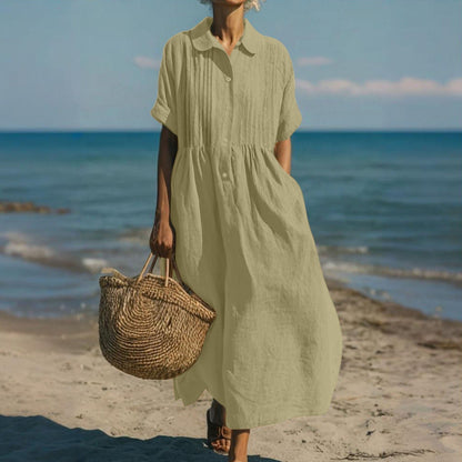 Ovwiss| Robe Chemise Fluide en Coton Élégant
