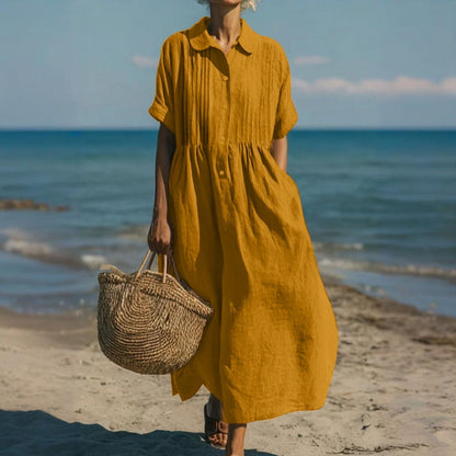 Ovwiss| Robe Chemise Fluide en Coton Élégant