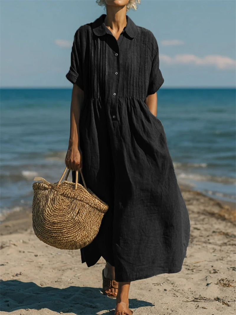 Ovwiss| Robe Chemise Fluide en Coton Élégant