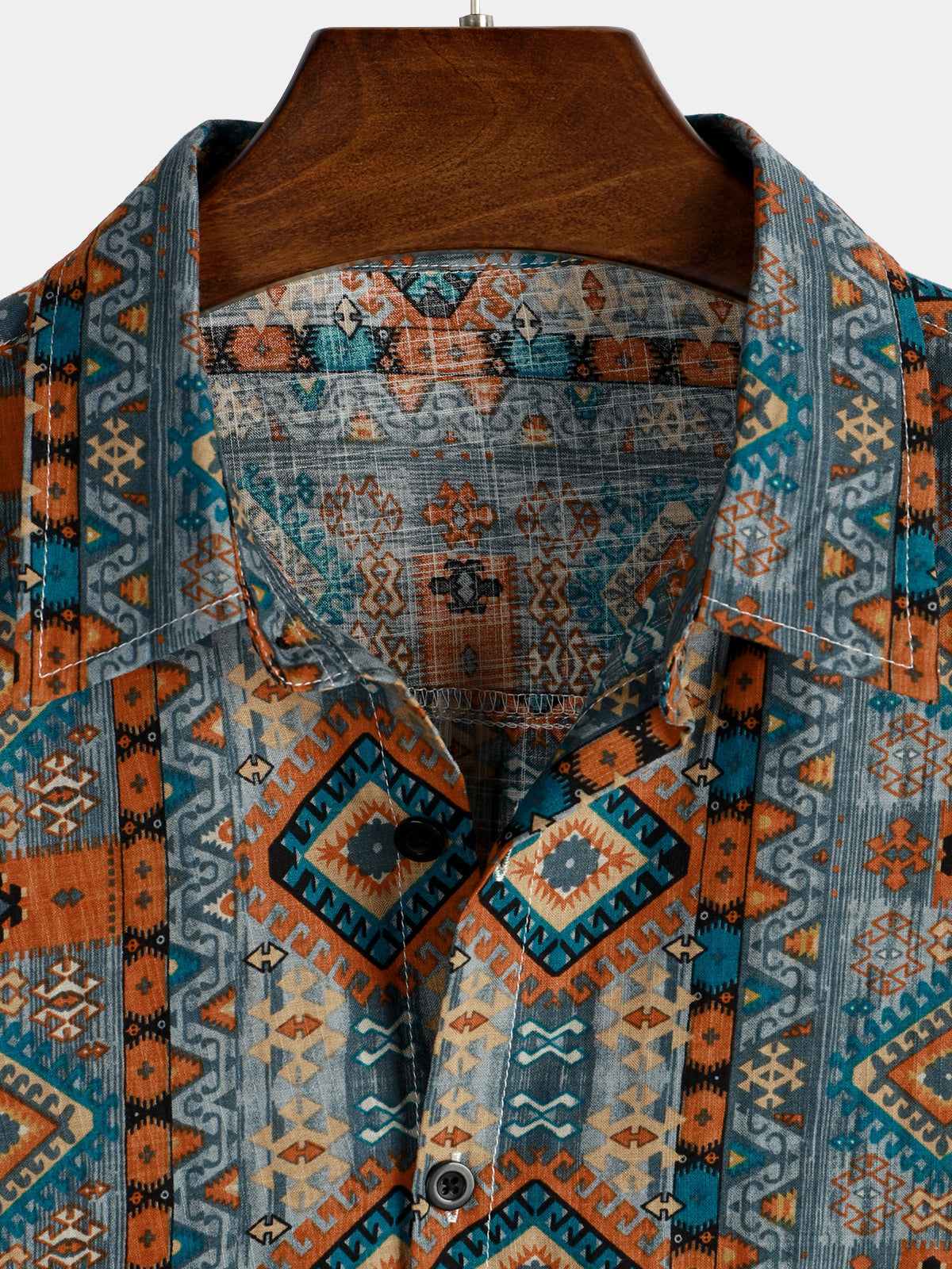 Chemise Homme Rétro Années 70 Patchwork Vintage Manches Courtes Boutonnée