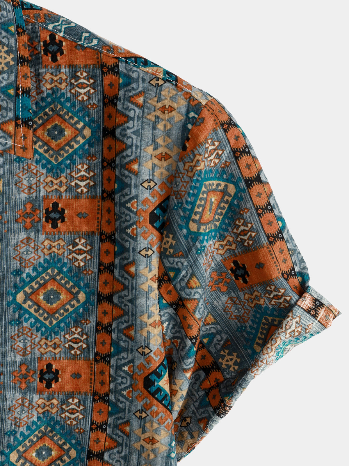 Chemise Homme Rétro Années 70 Patchwork Vintage Manches Courtes Boutonnée