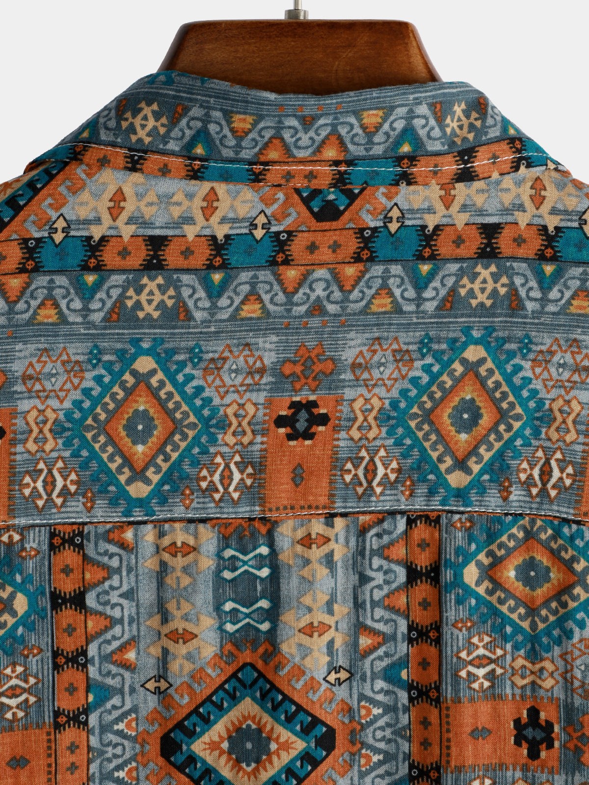 Chemise Homme Rétro Années 70 Patchwork Vintage Manches Courtes Boutonnée