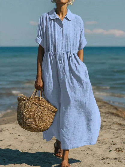 Ovwiss| Robe Chemise Fluide en Coton Élégant