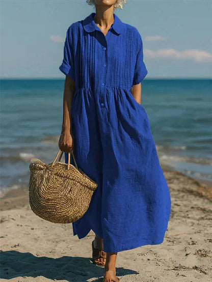 Ovwiss| Robe Chemise Fluide en Coton Élégant