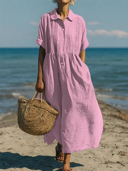 Ovwiss| Robe Chemise Fluide en Coton Élégant