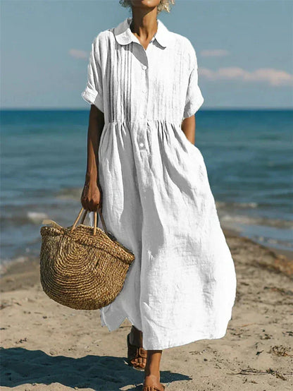 Ovwiss| Robe Chemise Fluide en Coton Élégant