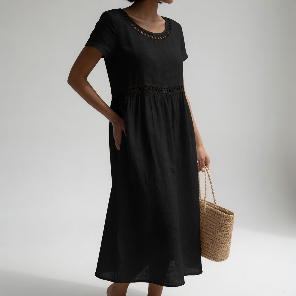 OVWISS | ROBE MI-LONGUE BRODÉE 100% COTON POUR FEMMES