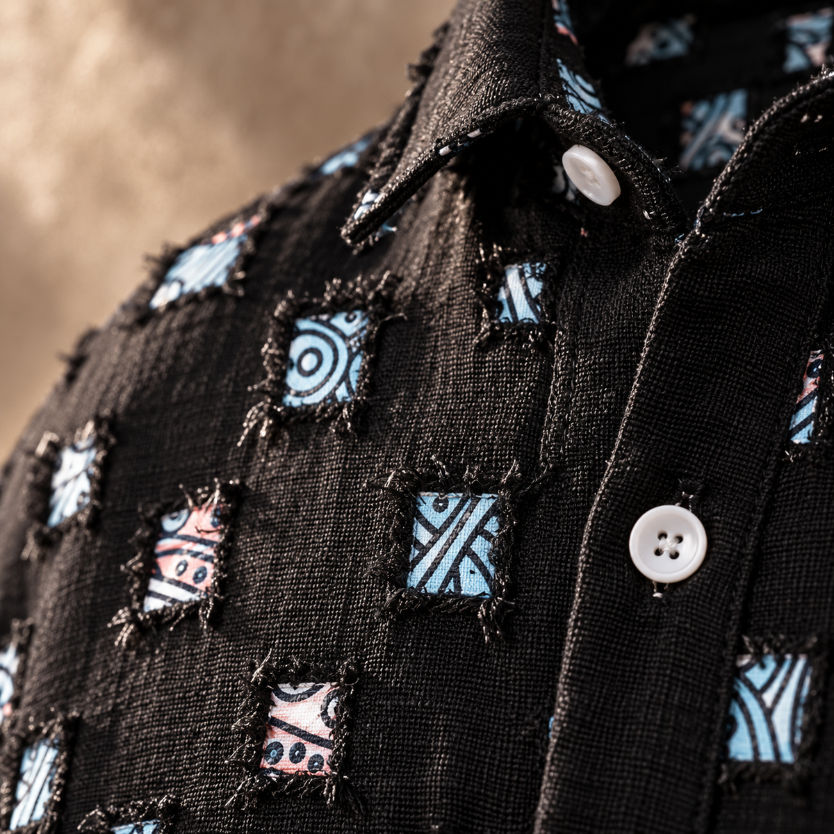 Chemise en Denim Effiloché Mosaïque Lipari