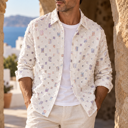 Chemise en Denim Effiloché Mosaïque Lipari